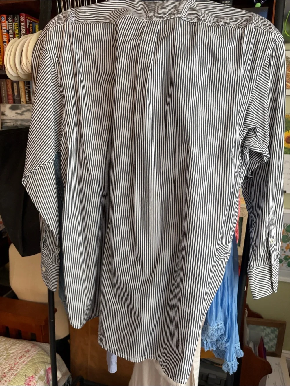 J. Crew Navy & White Pinstripe Button-Down Shirt-Relaxed Fit